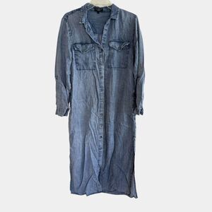 Velvet Heart Light Blue Denim Chambray Button-Front Maxi Dress Western S